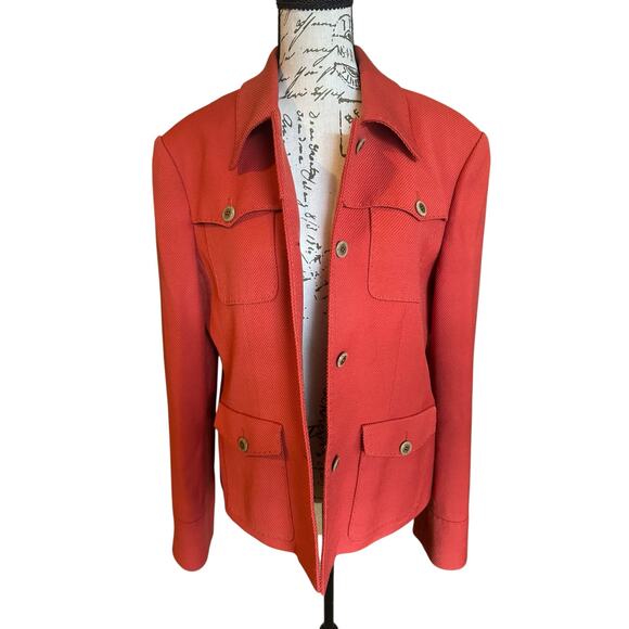 VTG Adrienne Vittadini Red Orange Wool 90s Blazer QuietLuxury Heritage Preppy - Picture 2 of 9
